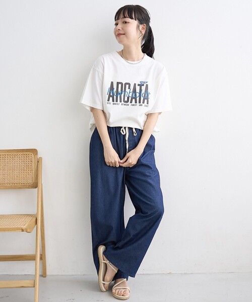 coen(コーエン)の「スポーティーロゴアソートプリントTシャツ(Tシャツ/カットソー・レディース・オフホワイト/ナチュラル/ライトブルー/ダークグレー・M/L)」の6枚目の写真