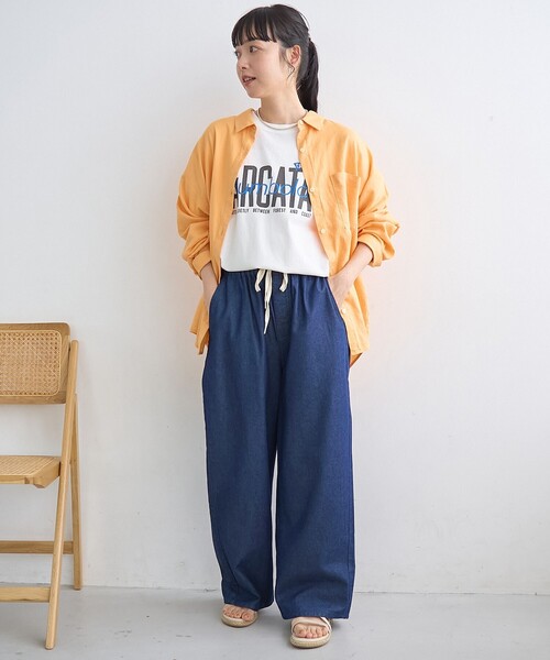 coen(コーエン)の「スポーティーロゴアソートプリントTシャツ(Tシャツ/カットソー・レディース・オフホワイト/ナチュラル/ライトブルー/ダークグレー・M/L)」の7枚目の写真