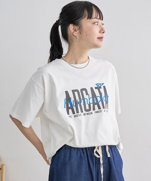 coen(コーエン)の「スポーティーロゴアソートプリントTシャツ(Tシャツ/カットソー・レディース・オフホワイト/ナチュラル/ライトブルー/ダークグレー・M/L)」の8枚目の写真
