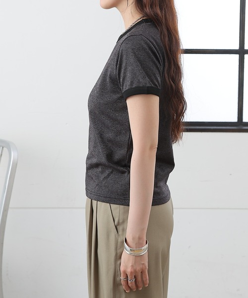COLONY 2139(コロニートゥーワンスリーナイン)の「ラメリンガーTシャツ(Tシャツ/カットソー・レディース・ホワイト/グレー/ブラック・FREE)」の15枚目の写真