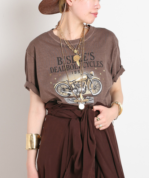 GOOD ROCK SPEED(グッドロックスピード)の「【GOOD ROCK SPEED】BISBEE'S biker Tsh(Tシャツ/カットソー・レディース・ブラウン・FREE)」の1枚目の写真
