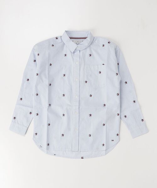 TOMMY HILFIGER(トミーヒルフィガー)の「GIRLS ストライプスターロングスリーブシャツ(シャツ/ブラウス・キッズ・ライトブルー・140cm/150cm/160cm/130cm)」の1枚目の写真