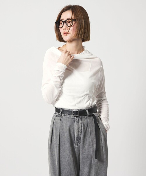 conte(コンテ)の「<conte>シアー ロングスリーブTシャツ(Tシャツ/カットソー・レディース・ホワイト/ブラック・FREE)」の1枚目の写真