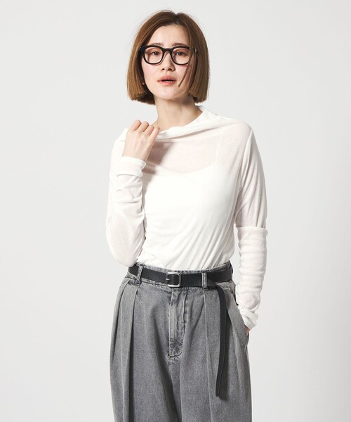 conte(コンテ)の「<conte>シアー ロングスリーブTシャツ(Tシャツ/カットソー・レディース・ホワイト/ブラック・FREE)」の4枚目の写真