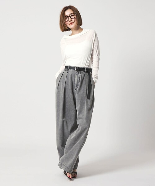 conte(コンテ)の「<conte>シアー ロングスリーブTシャツ(Tシャツ/カットソー・レディース・ホワイト/ブラック・FREE)」の6枚目の写真