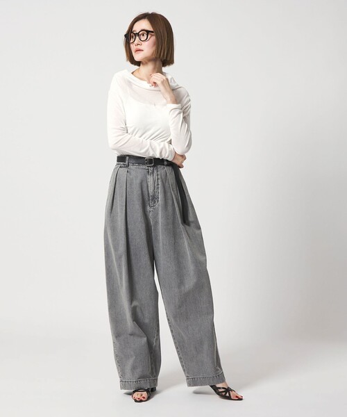 conte(コンテ)の「<conte>シアー ロングスリーブTシャツ(Tシャツ/カットソー・レディース・ホワイト/ブラック・FREE)」の7枚目の写真