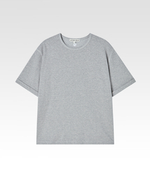 カフドスリーブTシャツメランジグレー