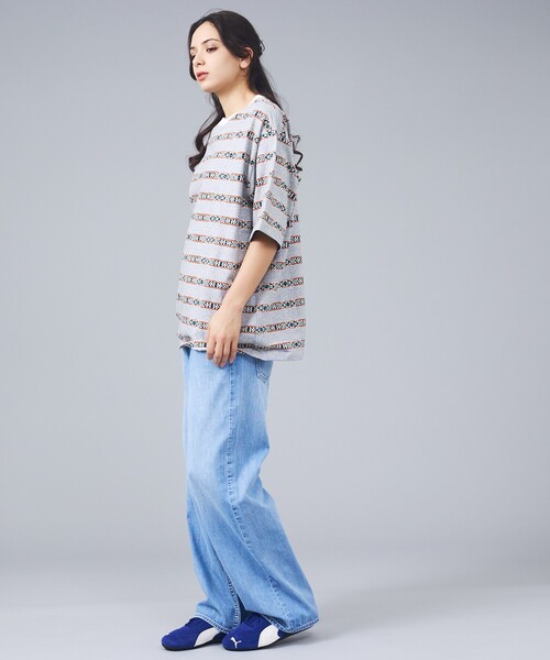 PENDLETON(ペンドルトン)の「【PENDLETON/ペンドルトン】Jacquard Tee / ジャガード 総柄 ボーダーTシャツ / ユニセックス(Tシャツ/カットソー・メンズ・ピンク系その他/ブルー系その他/ホワイト系その他・L/M)」の4枚目の写真