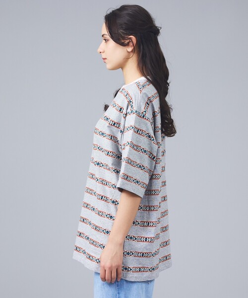 PENDLETON(ペンドルトン)の「【PENDLETON/ペンドルトン】Jacquard Tee / ジャガード 総柄 ボーダーTシャツ / ユニセックス(Tシャツ/カットソー・メンズ・ピンク系その他/ブルー系その他/ホワイト系その他・L/M)」の5枚目の写真