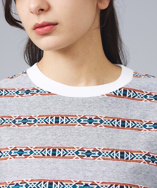 PENDLETON(ペンドルトン)の「【PENDLETON/ペンドルトン】Jacquard Tee / ジャガード 総柄 ボーダーTシャツ / ユニセックス(Tシャツ/カットソー・メンズ・ピンク系その他/ブルー系その他/ホワイト系その他・L/M)」の7枚目の写真