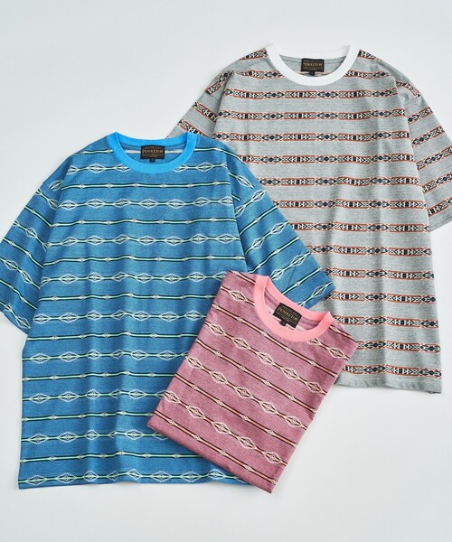 PENDLETON(ペンドルトン)の「【PENDLETON/ペンドルトン】Jacquard Tee / ジャガード 総柄 ボーダーTシャツ / ユニセックス(Tシャツ/カットソー・メンズ・ピンク系その他/ブルー系その他/ホワイト系その他・L/M)」の14枚目の写真