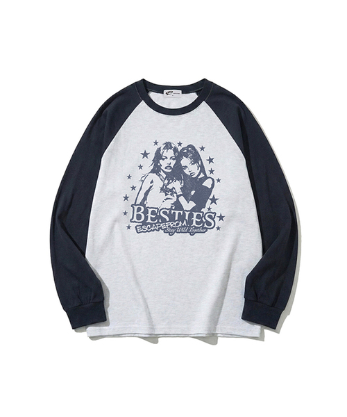 ESCAPEFROM（エスケープフロム）の「ベスティ ESCFプリントロングスリーブ [4カラー]（Tシャツ/カットソー・レディース・ブラウン/ホワイト/ネイビー/ブラック・SMALL/MEDIUM/LARGE）」の4枚目の写真