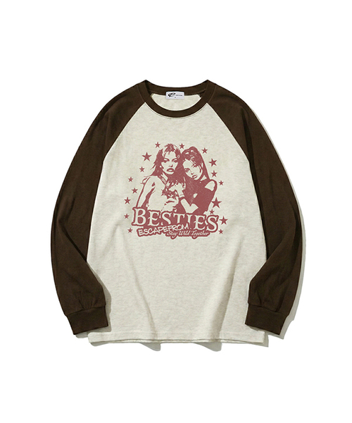 ESCAPEFROM（エスケープフロム）の「ベスティ ESCFプリントロングスリーブ [4カラー]（Tシャツ/カットソー・レディース・ブラウン/ホワイト/ネイビー/ブラック・SMALL/MEDIUM/LARGE）」の3枚目の写真