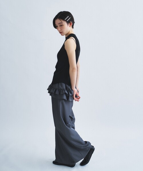 CODE A(コードエー)の「frill wide pants(その他パンツ・レディース・ホワイト/ダークグレー・00)」の4枚目の写真
