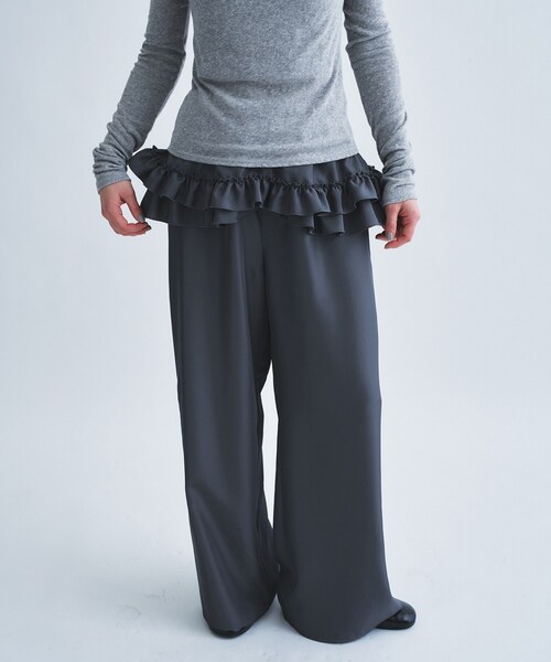 CODE A(コードエー)の「frill wide pants(その他パンツ・レディース・ホワイト/ダークグレー・00)」の6枚目の写真