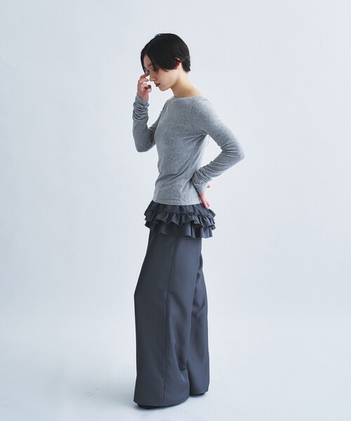 CODE A(コードエー)の「frill wide pants(その他パンツ・レディース・ホワイト/ダークグレー・00)」の9枚目の写真