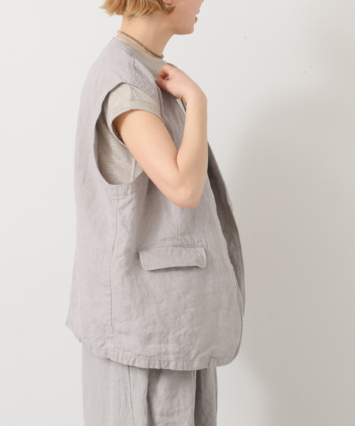 JOURNAL STANDARD LUXE（ジャーナルスタンダード　ラックス）の「リネンヘリンボン ベスト（その他アウター・レディース・グレー/ブラウン・FREE）」の7枚目の写真