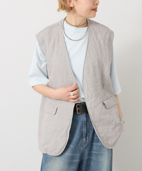 JOURNAL STANDARD LUXE（ジャーナルスタンダード　ラックス）の「リネンヘリンボン ベスト（その他アウター・レディース・グレー/ブラウン・FREE）」の5枚目の写真