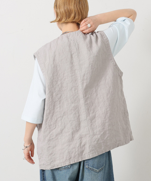JOURNAL STANDARD LUXE（ジャーナルスタンダード　ラックス）の「リネンヘリンボン ベスト（その他アウター・レディース・グレー/ブラウン・FREE）」の3枚目の写真