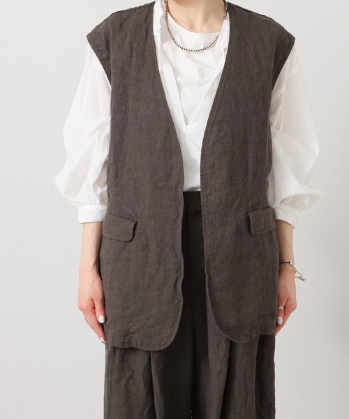 JOURNAL STANDARD LUXE（ジャーナルスタンダード　ラックス）の「リネンヘリンボン ベスト（その他アウター・レディース・グレー/ブラウン・FREE）」の12枚目の写真
