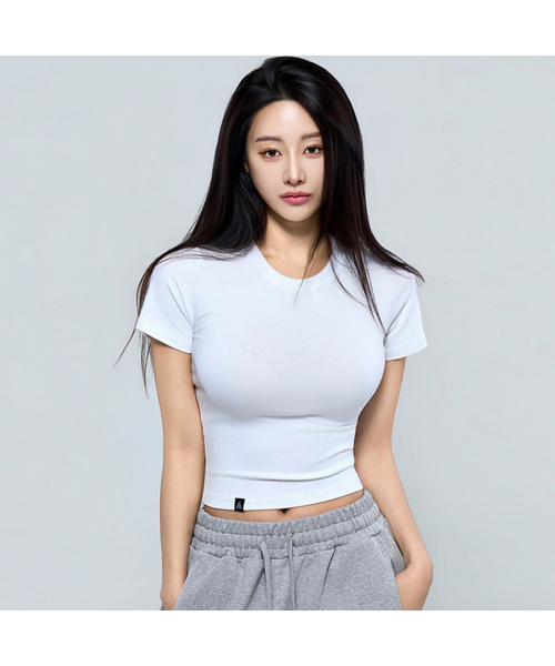 PHYSICAL GARMENTS（フィジカルガーメンツ）の「P5077 モーダルスパン ベーシック スリムフィット 半袖 [2COLOR]（Tシャツ/カットソー・レディース・ブラック/ホワイト・SMALL/MEDIUM/LARGE）」の2枚目の写真