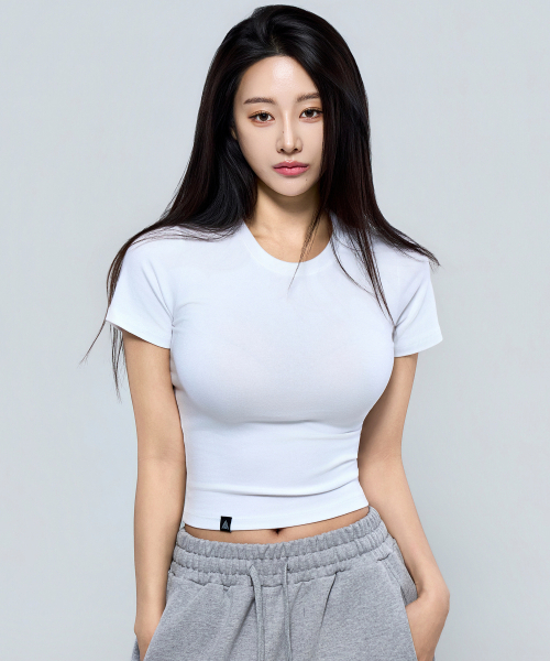 PHYSICAL GARMENTS（フィジカルガーメンツ）の「P5077 モーダルスパン ベーシック スリムフィット 半袖 [2COLOR]（Tシャツ/カットソー・レディース・ブラック/ホワイト・SMALL/MEDIUM/LARGE）」の3枚目の写真