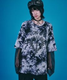 BENDER TOKYO（ベンダートウキョウ）の「［PSYCHO☆NATION サイコネーション］グラフィック ロゴプリント タイダイ染め オーバーサイズTシャツ＋メッシュ ロングTシャツ アンサンブル2点セット（アンサンブル）」