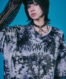 BENDER TOKYO（ベンダートウキョウ）の「［PSYCHO☆NATION サイコネーション］グラフィック ロゴプリント タイダイ染め オーバーサイズTシャツ＋メッシュ ロングTシャツ アンサンブル2点セット（アンサンブル）」