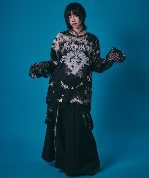 BENDER TOKYO（ベンダートウキョウ）の「［PSYCHO☆NATION サイコネーション］グラフィック ロゴプリント タイダイ染め オーバーサイズTシャツ＋メッシュ ロングTシャツ アンサンブル2点セット（アンサンブル・メンズ・ホワイト系/ブラック系・L/M）」の16枚目の写真