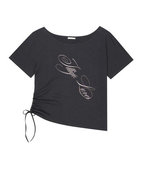 ILLIGO(イリゴ)の「リボンストリングオフショルダーTシャツチャコール(Tシャツ/カットソー・レディース・その他・OS)」の4枚目の写真