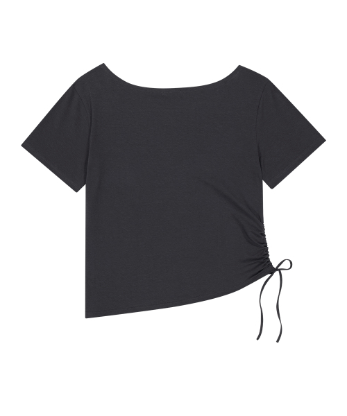 ILLIGO(イリゴ)の「リボンストリングオフショルダーTシャツチャコール(Tシャツ/カットソー・レディース・その他・OS)」の5枚目の写真