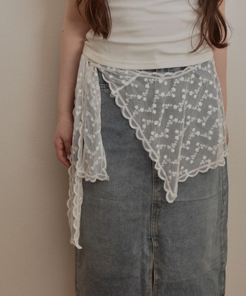 Mayree（メイリー）の「【resonance】レース フラワー刺繍デザイン ラップスカート/付け裾【マルチウェイ】（その他トップス・レディース・ホワイト系2/ホワイト系1・FREE）」の2枚目の写真