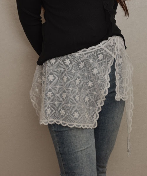 Mayree（メイリー）の「【resonance】レース フラワー刺繍デザイン ラップスカート/付け裾【マルチウェイ】（その他トップス・レディース・ホワイト系2/ホワイト系1・FREE）」の4枚目の写真