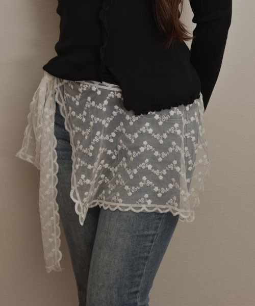 Mayree（メイリー）の「【resonance】レース フラワー刺繍デザイン ラップスカート/付け裾【マルチウェイ】（その他トップス・レディース・ホワイト系2/ホワイト系1・FREE）」の12枚目の写真