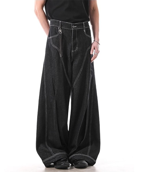 WESTBOY(ウエストボーイ)の「Y2K タック切り替え ワイドデニムパンツ WO26S11PT01(デニムパンツ・メンズ・ブラック・L/XL/M)」の1枚目の写真