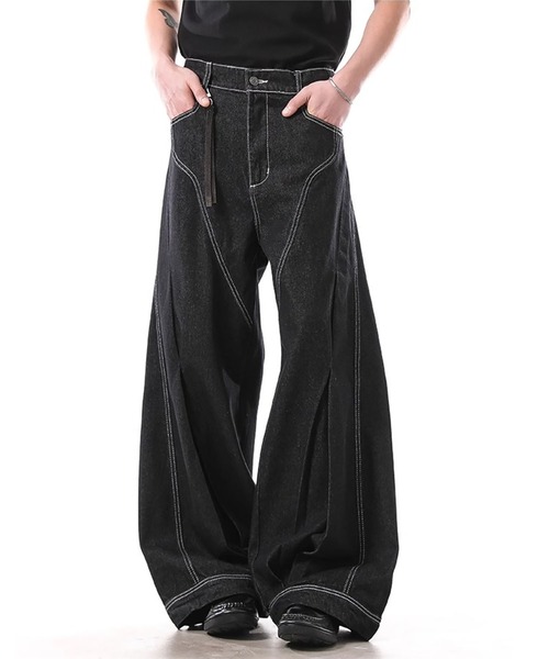 WESTBOY(ウエストボーイ)の「Y2K タック切り替え ワイドデニムパンツ WO26S11PT01(デニムパンツ・メンズ・ブラック・L/XL/M)」の4枚目の写真