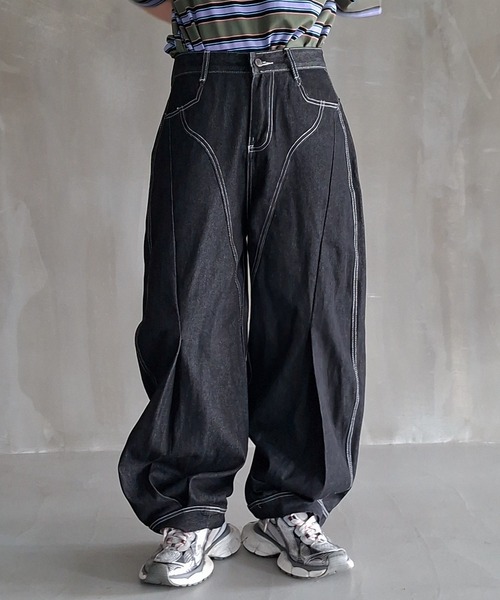 WESTBOY(ウエストボーイ)の「Y2K タック切り替え ワイドデニムパンツ WO26S11PT01(デニムパンツ・メンズ・ブラック・L/XL/M)」の7枚目の写真