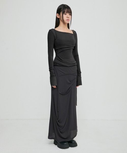 FLAREUP(フレアアップ)の「【FLAREUP】Layered Bustier Long Sleeve / 【フレアアップ】レイヤードビスチェ長袖Tシャツ(Tシャツ/カットソー・レディース・チャコール/ベージュ/グレー/ブラック・ONE SIZE)」の6枚目の写真