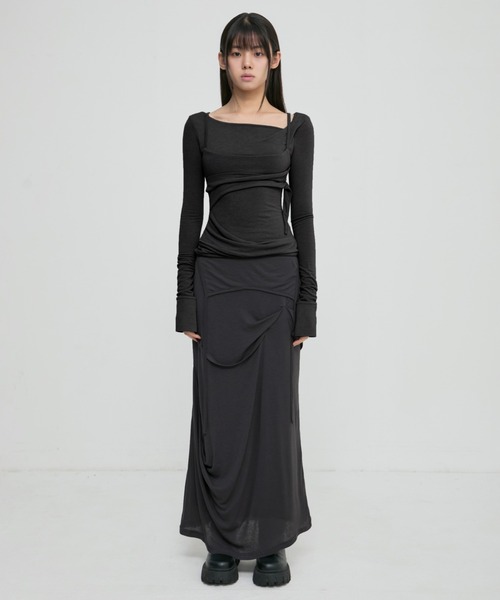 FLAREUP(フレアアップ)の「【FLAREUP】Layered Bustier Long Sleeve / 【フレアアップ】レイヤードビスチェ長袖Tシャツ(Tシャツ/カットソー・レディース・チャコール/ベージュ/グレー/ブラック・ONE SIZE)」の5枚目の写真