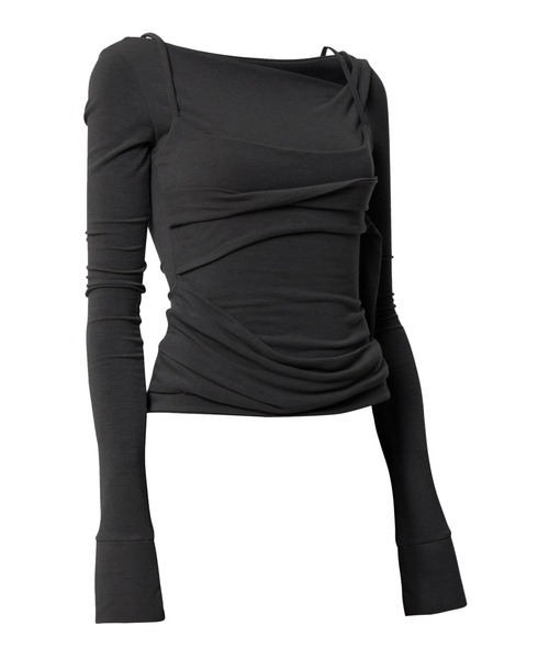 FLAREUP(フレアアップ)の「【FLAREUP】Layered Bustier Long Sleeve / 【フレアアップ】レイヤードビスチェ長袖Tシャツ(Tシャツ/カットソー・レディース・チャコール/ベージュ/グレー/ブラック・ONE SIZE)」の9枚目の写真