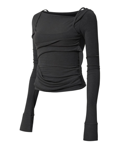 FLAREUP(フレアアップ)の「【FLAREUP】Layered Bustier Long Sleeve / 【フレアアップ】レイヤードビスチェ長袖Tシャツ(Tシャツ/カットソー・レディース・チャコール/ベージュ/グレー/ブラック・ONE SIZE)」の10枚目の写真
