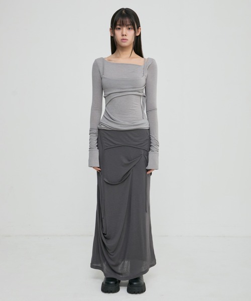 FLAREUP(フレアアップ)の「【FLAREUP】Layered Bustier Long Sleeve / 【フレアアップ】レイヤードビスチェ長袖Tシャツ(Tシャツ/カットソー・レディース・チャコール/ベージュ/グレー/ブラック・ONE SIZE)」の19枚目の写真