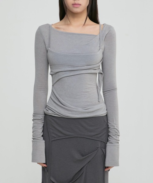 FLAREUP(フレアアップ)の「【FLAREUP】Layered Bustier Long Sleeve / 【フレアアップ】レイヤードビスチェ長袖Tシャツ(Tシャツ/カットソー・レディース・チャコール/ベージュ/グレー/ブラック・ONE SIZE)」の21枚目の写真