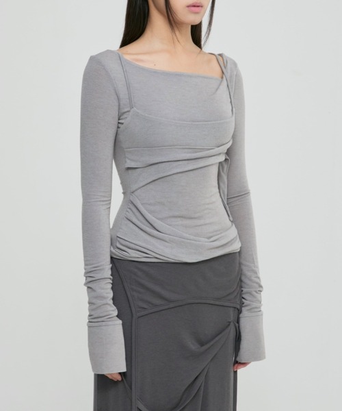 FLAREUP(フレアアップ)の「【FLAREUP】Layered Bustier Long Sleeve / 【フレアアップ】レイヤードビスチェ長袖Tシャツ(Tシャツ/カットソー・レディース・チャコール/ベージュ/グレー/ブラック・ONE SIZE)」の22枚目の写真