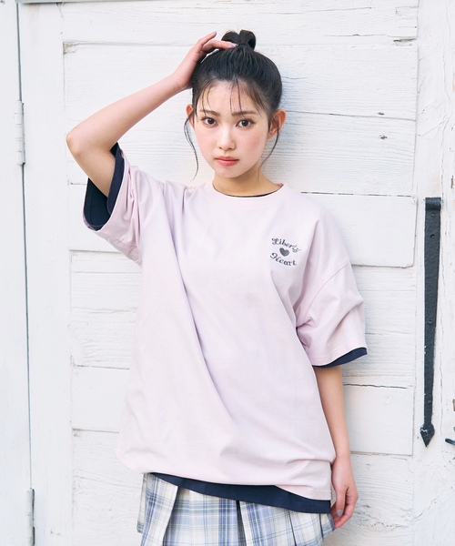 LOVETOXIC（ラブトキシック）の「【綿100%/GOODPRICE】プックリバックロゴルーズ半T（Tシャツ/カットソー・キッズ・ピンク/ネイビー/オレンジ/チャコール/サックスブルー/オフホワイト・S:140cm/M:150cm/L:160cm/130cm）」の7枚目の写真