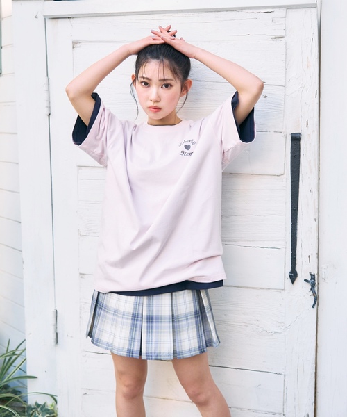 LOVETOXIC（ラブトキシック）の「【綿100%/GOODPRICE】プックリバックロゴルーズ半T（Tシャツ/カットソー・キッズ・ピンク/ネイビー/オレンジ/チャコール/サックスブルー/オフホワイト・S:140cm/M:150cm/L:160cm/130cm）」の8枚目の写真