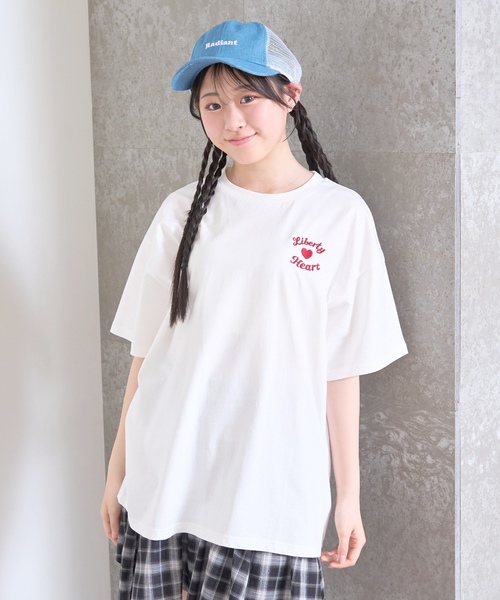 LOVETOXIC（ラブトキシック）の「【綿100%/GOODPRICE】プックリバックロゴルーズ半T（Tシャツ/カットソー・キッズ・ピンク/ネイビー/オレンジ/チャコール/サックスブルー/オフホワイト・S:140cm/M:150cm/L:160cm/130cm）」の10枚目の写真