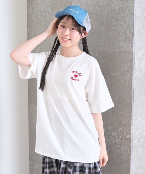 LOVETOXIC（ラブトキシック）の「【綿100%/GOODPRICE】プックリバックロゴルーズ半T（Tシャツ/カットソー・キッズ・ピンク/ネイビー/オレンジ/チャコール/サックスブルー/オフホワイト・S:140cm/M:150cm/L:160cm/130cm）」の11枚目の写真