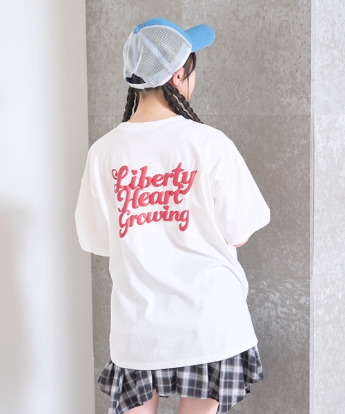 LOVETOXIC（ラブトキシック）の「【綿100%/GOODPRICE】プックリバックロゴルーズ半T（Tシャツ/カットソー・キッズ・ピンク/ネイビー/オレンジ/チャコール/サックスブルー/オフホワイト・S:140cm/M:150cm/L:160cm/130cm）」の12枚目の写真