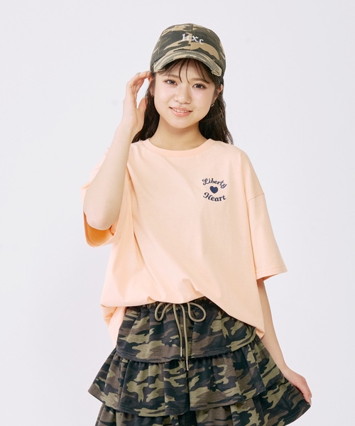 LOVETOXIC（ラブトキシック）の「【綿100%/GOODPRICE】プックリバックロゴルーズ半T（Tシャツ/カットソー・キッズ・ピンク/ネイビー/オレンジ/チャコール/サックスブルー/オフホワイト・S:140cm/M:150cm/L:160cm/130cm）」の13枚目の写真